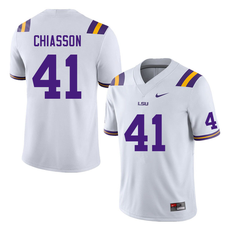 Men #41 Jake Chiasson LSU Tigers College Football Jerseys Sale-White
